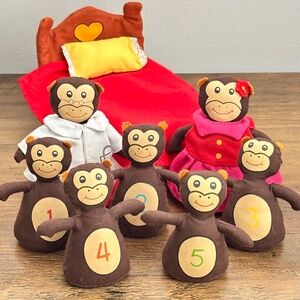Five Little Monkeys Jumping on Bed Toy Figures Props Storytelling Doctor Mama